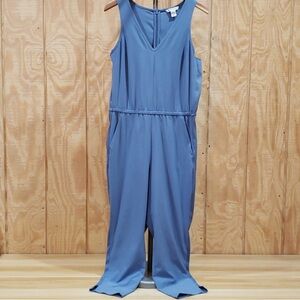 Athleta Brooklyn Cottage Blue V Neck Sleeveless Jumpsuit Size 8P